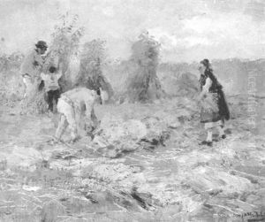 Bauern Bei Der Feldarbeit by Hugo Muehlig