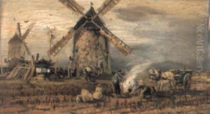 Landskap Med Figurer Vid Vaderkvarn Landskap Med Figurer Vid Vaderkvarn