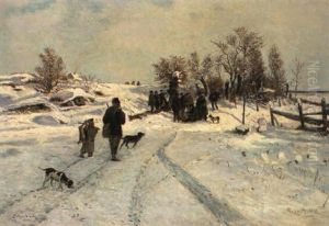 Das Ende Einer Winterlichen Treibjagd by Hugo Muehlig