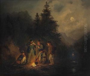 Schmuggler Am Nachtlichen Lagerfeuer by Meno Muehlig