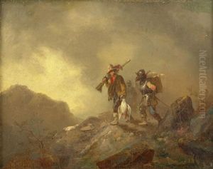 Ein Jager Und Musketiere Im Hochgebirge