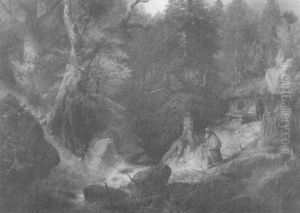 Romantische Landschaft Mit Einsiedler
