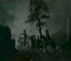 Landsknechte, Reiter Und Bauern Auf Einer Anhohe Im Gebirge by Meno Muehlig