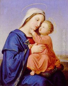 Maria Mit Dem Kind In Einer Landschaft by Joseph Muhlmann