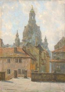 Dresden - Malerwinkel Mit Blick Auf Die Frauenkirche