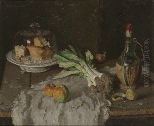 Still Life With Bell-glass, Leek And Wine Bottle - view 1