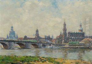 Dresden - Blick Vom Neustadter Ufer Auf Die Altstadt