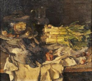 Stillleben Mit Tauben Und Lauch