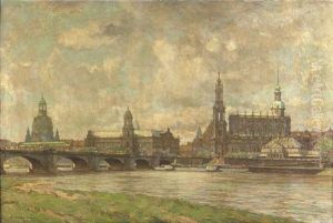 Blick Auf Dresden Mit Frauenkirche, Augustusbrucke Und Hofkirche by Ludwig Muhrmann