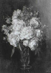Still Life With Peonies, Delphinium And Dahlias