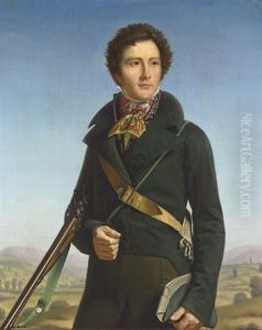 Portrait Of A Gentleman (jean-andre Prosper Henri Le Page?) In A Green Jacket And Carrying A Rifle