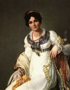 Portrait Of A Lady In Elegant Dress by Francois Henri Mulard