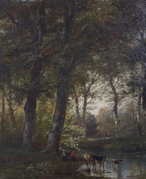 Pastoral Scene With Figures And Cows - view 1