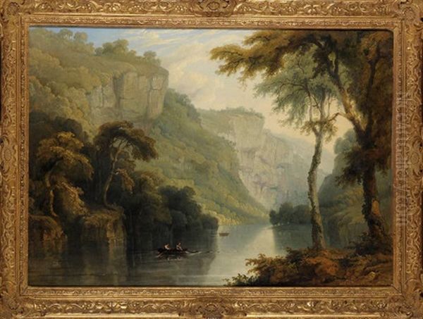 A River Scene With Fishermen Setting A Net - view 1