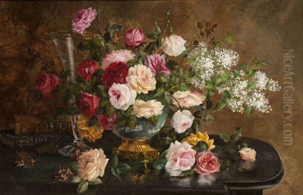 Nature Morte Avec Fleurs Sur Une Table - view 1