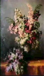 Vase De Fleurs Et Lilas by Camille van Mulders