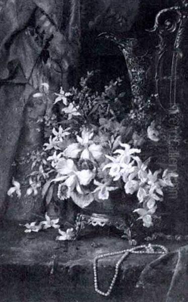 Still Life With An Arrangement Of Flowers And A Pearl Necklace - view 1
