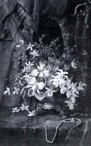Still Life With An Arrangement Of Flowers And A Pearl Necklace by Camille van Mulders