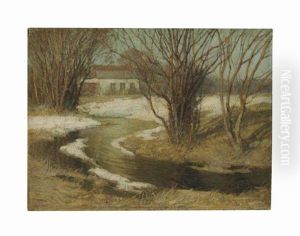 House By A Stream by Frederick J. Mulhaupt