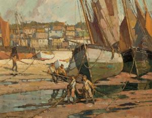 Low Tide St. Ives Harbor, Cornwall, England by Frederick J. Mulhaupt