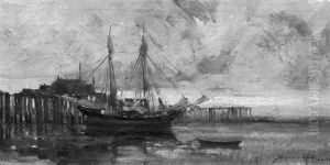 Misty Morning At The Dock by Frederick J. Mulhaupt