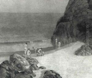 Bathers At The Beach by Frederick J. Mulhaupt