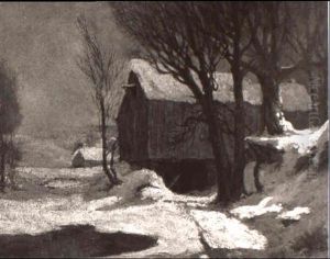Moonlit Farm In The Winter