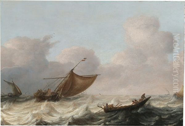 Fishing Vessels In A Stormy Sea - view 1