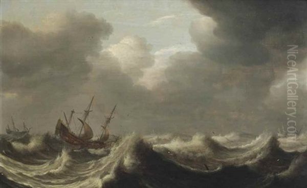 Ships In A Stormy Sea - view 1