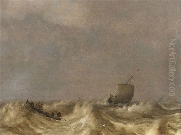 Stormy Sea With Fishing Boats - view 1