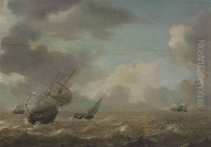 Shipping In A Choppy Sea by Pieter Mulier the Elder