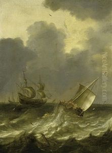 Kustensegler Auf Sturmischer See by Pieter Mulier the Elder