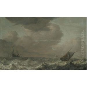 A Dutch Merchant Vessel And Other Shipping In Choppy Waters by Pieter Mulier the Elder