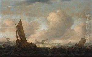A Smalship And Various Other Shipping On A Rough Sea A Smalship And Various Other Shipping On A Rough Sea