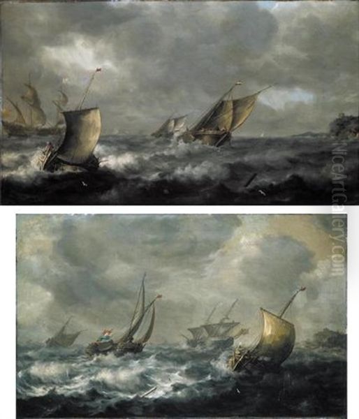 Two Dutch Smalships And A Pink With An English Frigate Beyond (+ Two Wijdships And A Pink With An English Two-master Beyond; 2 Works) - view 1