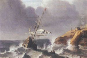 A Seascape With A Ship Before A Rocky Coast A Seascape With A Ship Before A Rocky Coast