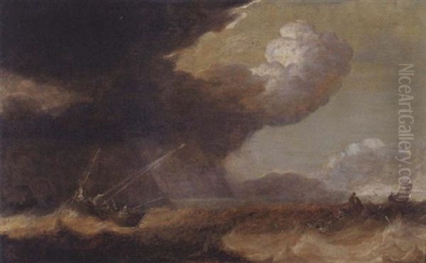 Ships Tossed On A Stormy Sea - view 1
