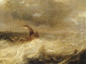 A Wijdschip At Sea In A Gale by Pieter Mulier the Elder
