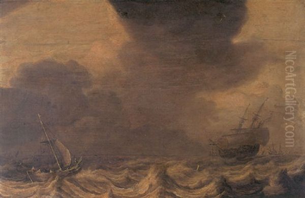 Ships Tossed In A Stormy Sea - view 1