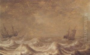 A Threemaster And A Wijdschip Offshore, As A Storm Approaches by Pieter Mulier the Elder
