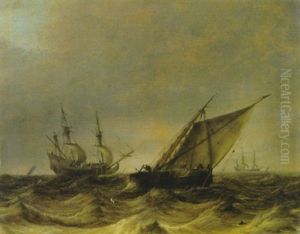Bewegte See Mit Segelschiffen by Pieter Mulier the Elder