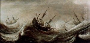 Skepp Pa Stormigt Hav by Pieter Mulier the Elder