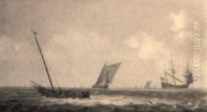 Fisherman In A Smalschip Drawing In Their Nets by Pieter Mulier the Elder
