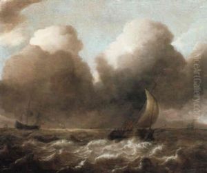 A Smalschip At Full Sail In A Stiff Breeze With Other Shipping Beyond by Pieter Mulier the Elder