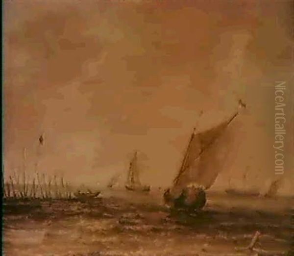 A) Marine, Bateaux De Peche B) Marine, Bateaux De Peche, Au Loin Une Ville.... - view 1