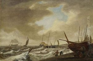 Sailing Boats On Rough Sea by Pieter Mulier the Younger