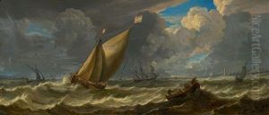 Ships On A Stormy Sea by Pieter Mulier the Younger