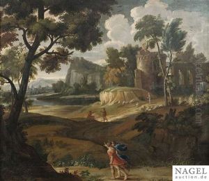Arcadian Landscape With Ruins And Herdsmen by Pieter Mulier the Younger