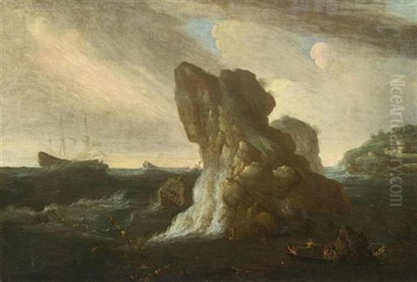 Marineszenen Mit Sturmischer See (pair) - view 1
