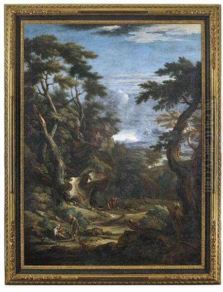 Bewaldete Felslandschaft Mit Hirten - view 1
